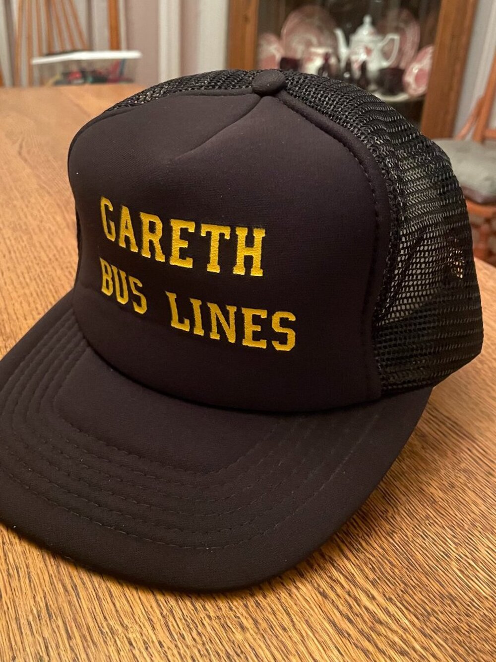 Vintage Gareth Bus Lines Black Snapback Trucker Hat Cap by Universal